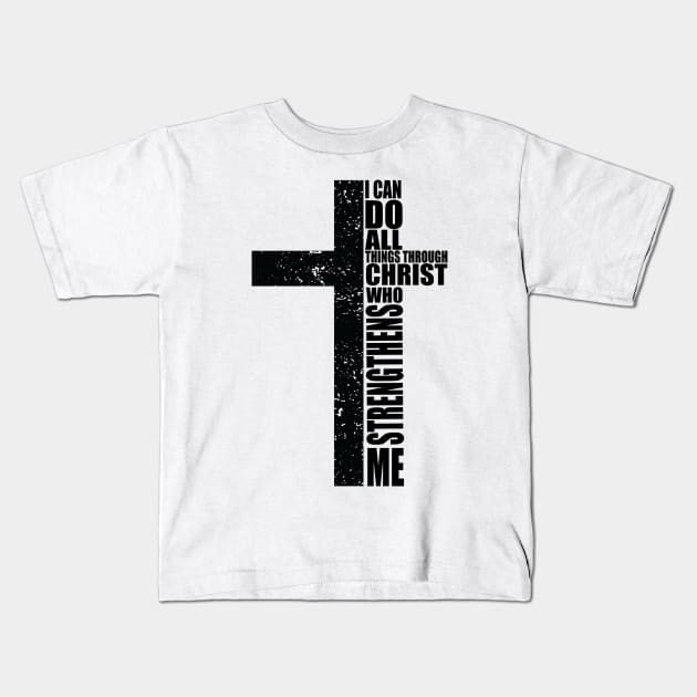 Jesus Bible text Cross sign Christian for men and women T-Shirt Kids T-Shirt by AVATAR-MANIA